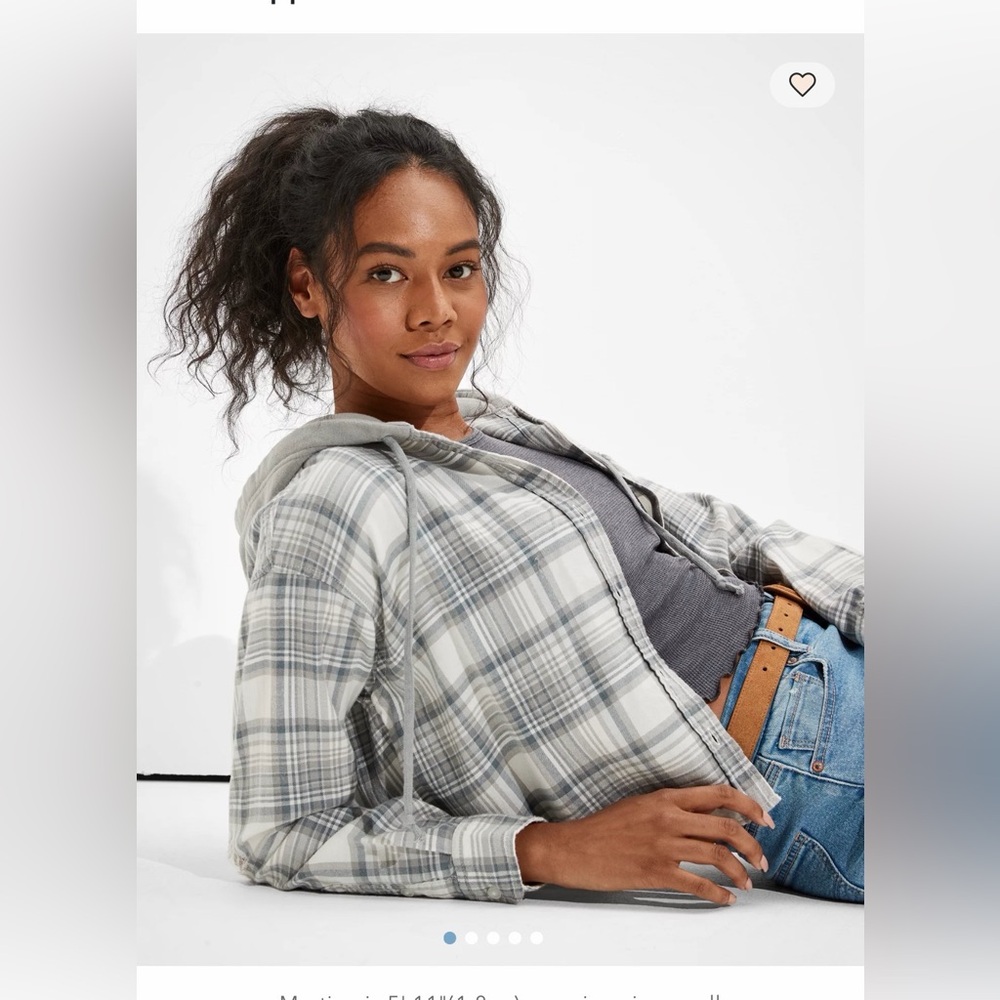 NWT American Eagle cropped flannel hoodie